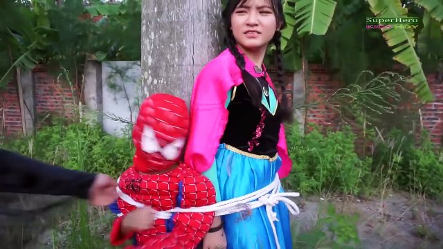 Anna Kidnapped Vs Maleficent Spell! W/ Spiderman & Frozen Elsa Vs Werewolf! Funny Superher