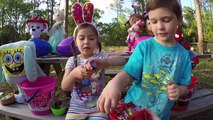 GIANT SURPRISE EASTER EGG HUNT FOR LARGE SURPRISE Opening Toys SpiderMan Frozen Elsa Kite Funny Kids