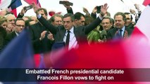 France's Fillon tells supporters at rally 'never give up'
