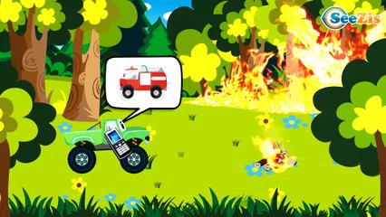 Car Cartoons for kids. Fire Truck. Tow Truck & Crane. A fire in the forest. Emergency Vehicles