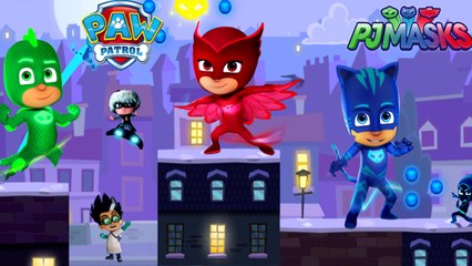 PAW PATROL Transforms into PJ MASKS Daddy Finger Family Nursery rhymes Fun Coloring videos