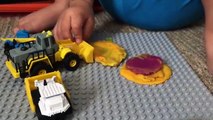 Toy Trucks - CONSTRUCTION TRUCKS in Play Doh - Matchbox Trucks Tonka Cars Child Play Famil