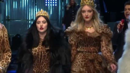 Families and celebrities walk Dolce & Gabbana's catwalk