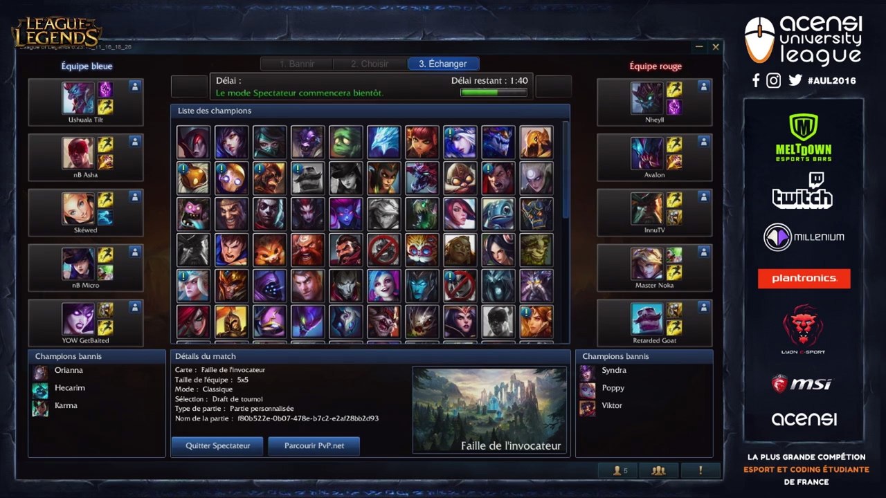 Demi Finale #1 Game 2 - League of Legends - AUL2016