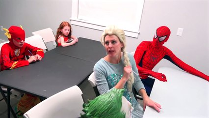 Frozen Elsa in Trouble at School! Teacher gets mad! Joker Cheats and spiderman laughs funn