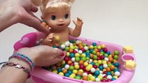 Baby Doll Baby Alive BathTime Gum Balls Bath with Surprise Toys Babies Toy Videos