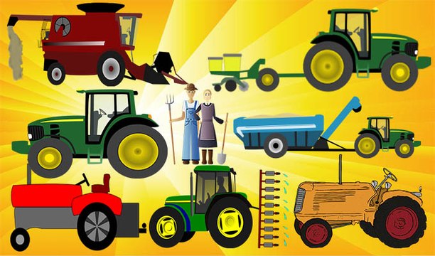 Farm Vehicles for Kids | Learn Different Farm Vehicles Tractor Plough Truck Thrasher & more