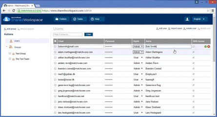 Shared Workspace - Administrator Add Remove Edit Users