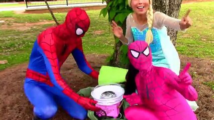 Spiderman & T-Rex vs Joker Toilet Fart Battle w/ Frozen Elsa Spidergirl & Ironman Funny Su