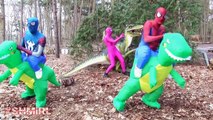 Spiderman T-Rex DINO DANCE & Pink Spidergirl Dino Dancing T-Rex -Fun Superhero in Real Lif