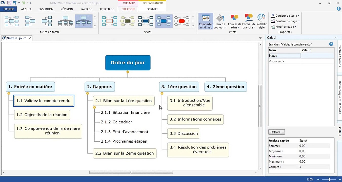 Vidéo Nouveautés de MindView 6 - Filtrage des valeurs de calcul