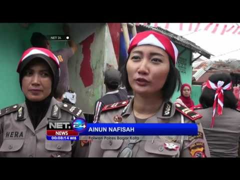Polwan Polres Bogor Bantu Warga Untuk Hari Kemerdekaan - NEt24
