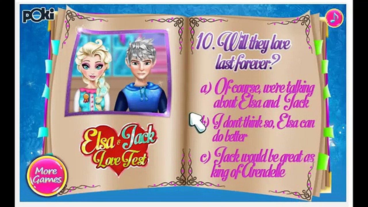 ♡ Disney Princess Frozen Elsa & Jack Love Test ♡ Best Game For Children