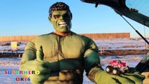 RECKLESS JOKER Crushes SpiderBaby Toys Under Car! w/ Spiderman Hulk Barbie Power Wheels in