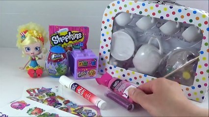Shopkins DIY Tea Set! Shopkins Surprise Egg, Shopkins Qube, Kids Craft Toy Video Paint Shopkins-HqmkrTtqXvQ