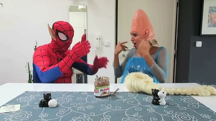 Frozen Elsa Got BIG HEAD! w/ Spiderman vs Joker Superhero Funny Video