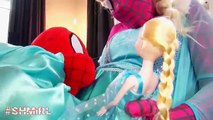 EMBARAZADA CONGELADO ELSA vs SPIDERMAN SPIDERBABY QUINTILLIZOS w/ Rosa Spidergirl Gemelos Divertidos