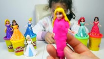 Play Doh Clay Disney Princess Dresses -  Kids Learn Colors with Toys-e09uBXoYSVw