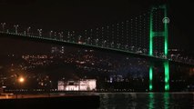 15 Temmuz Şehitler Köprüsü Yeşil Renkle Aydınlatıldı