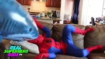 SUPERHERO Shark Attack * JOKER Unleashes a Flying Shark on SPIDERMAN * DCTC Superheroes IR
