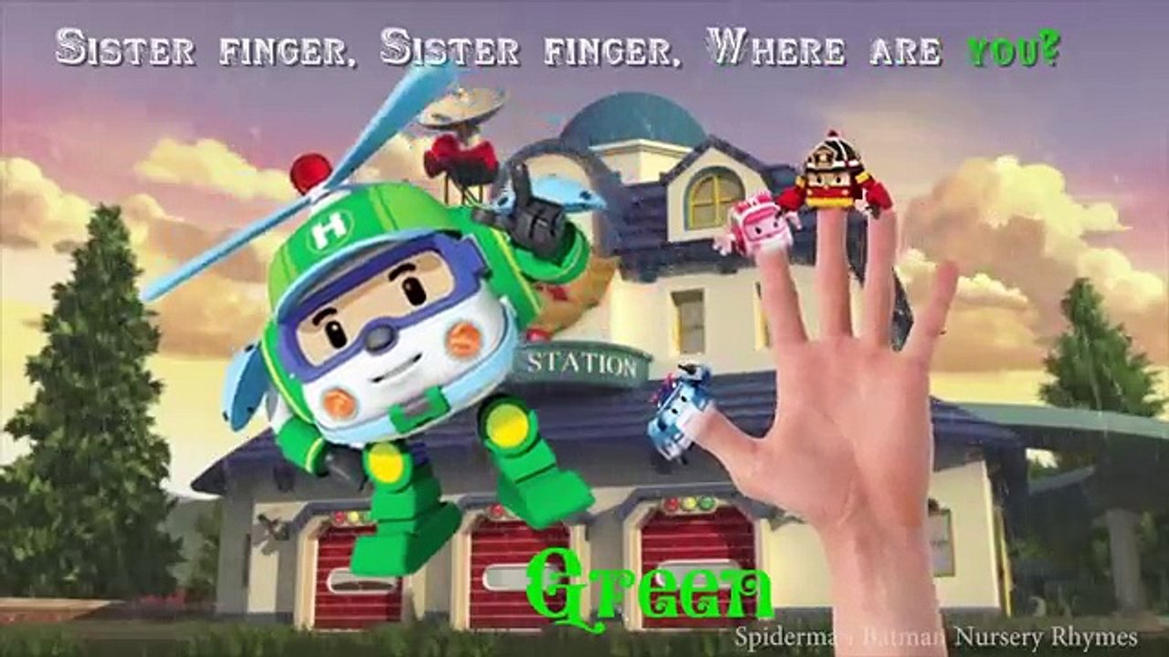 Robocar Poli Amber Helly Roy Jin Learning Colors with Finger Family Nursery Rhymes Songs f