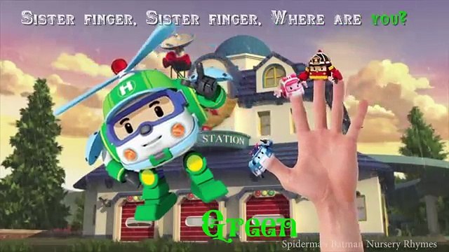 Robocar Poli Amber Helly Roy Jin Learning Colors with Finger Family Nursery Rhymes Songs f