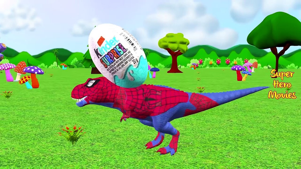 Dinosaur Surprise Eggs Spiderman T-Rex Finger Family | Ironman Hulk Dinosaurs Nursery Rhym