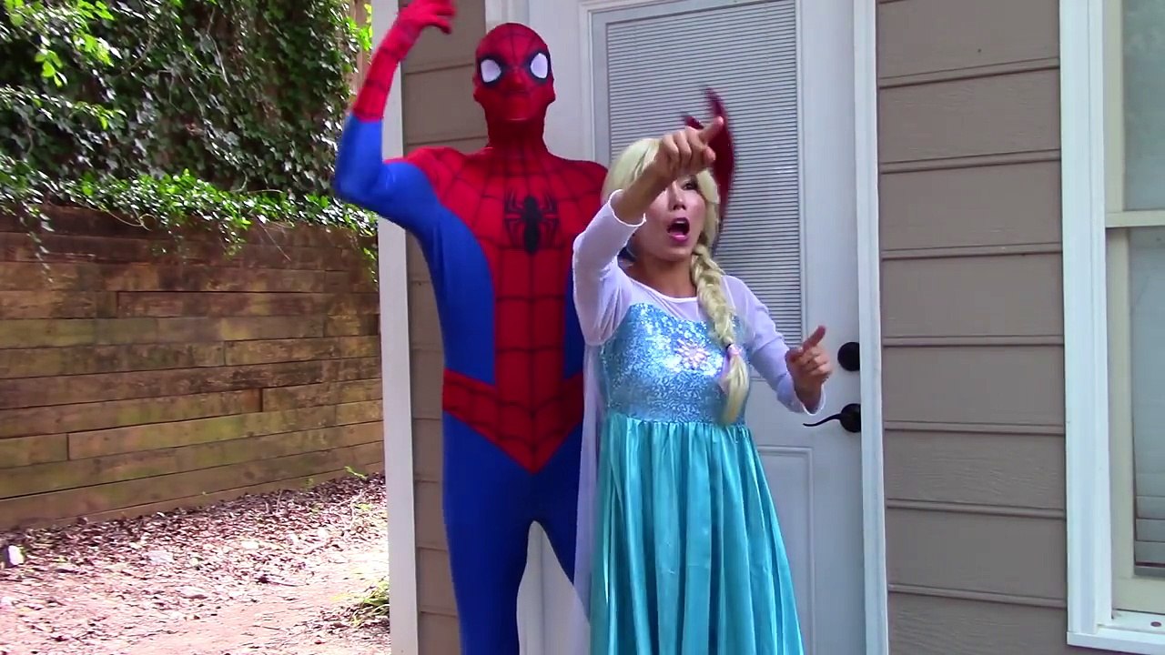 Frozen Elsa POOP PRANK! w/ Spiderman vs Bad Baby Joker Girl Balloons - Superheroes in Real