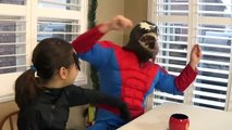 VENOM vs CATWOMAN vs SPIDERMAN Fruit Loops Breakfast Cereal Challenge Superhero Kids in Real L