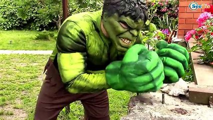 Funny Hulk Hand Movie! Superheroes in Real Life. Spiderman & Frozen Elsa w  Hulk & Pink Girl