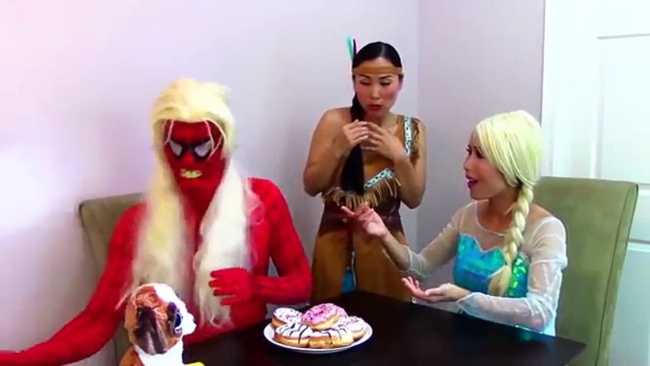 Spider-Man Frozen Elsa Elsa vs Evil Maleficent magic donuts chelov