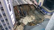 Hakata station front · moment of road collapse