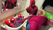 FROZEN ELSA vs PINK SPIDERGIRL BATTLE! w/ Spiderman vs Joker & Maleficent Spiderbaby Twins Superhero