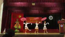 Female students of nursery educators of the University show ethnic dance