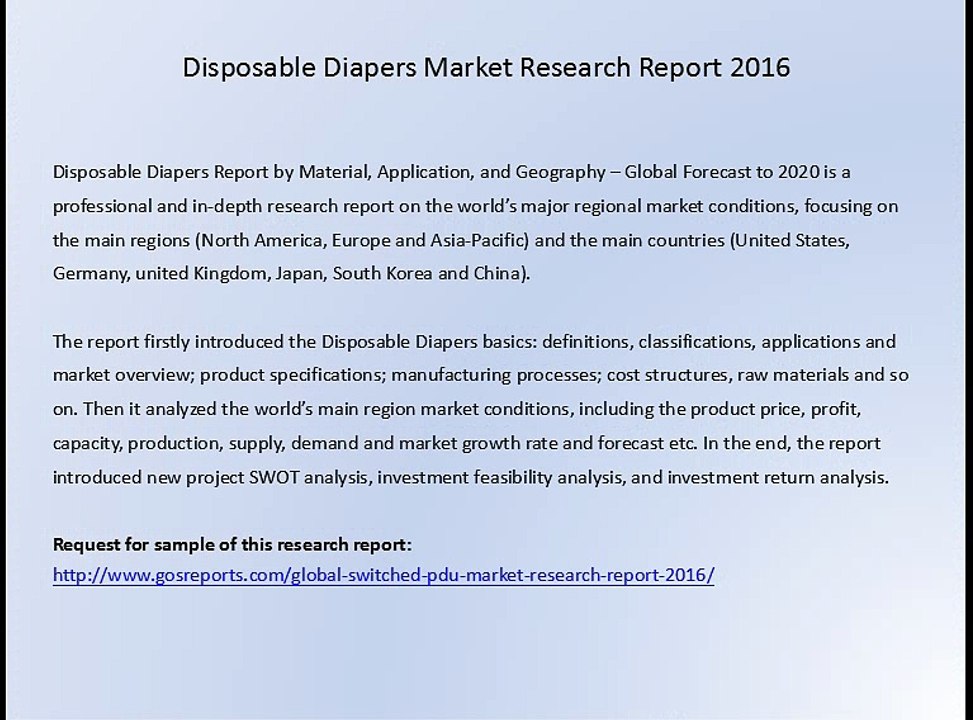 Disposable Diapers Market Research Report 2016