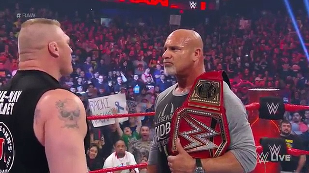 Brock Lesnar attacks new Universal Champion Goldberg: Raw, March 6, 2017