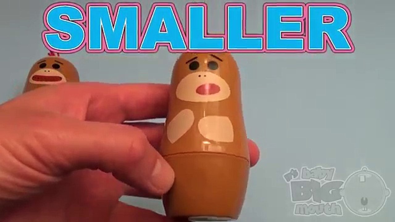 Surprise Eggs Learn Sizes from Smallest to Biggest with Sock Monkey Nesting Eggs!