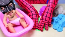 Bad Baby Doll Kinetic Sand Video Finger Family Learn Colors with Spiderman