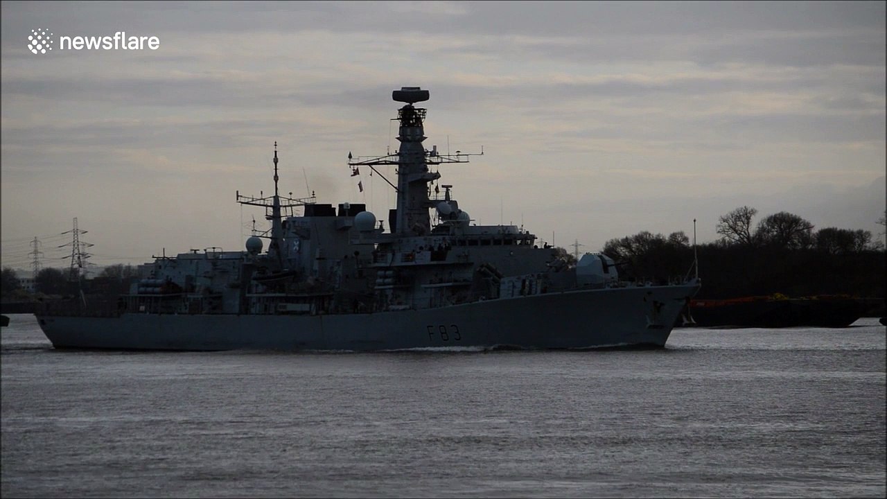 HMS St Albans arrives in London for International Women's Day