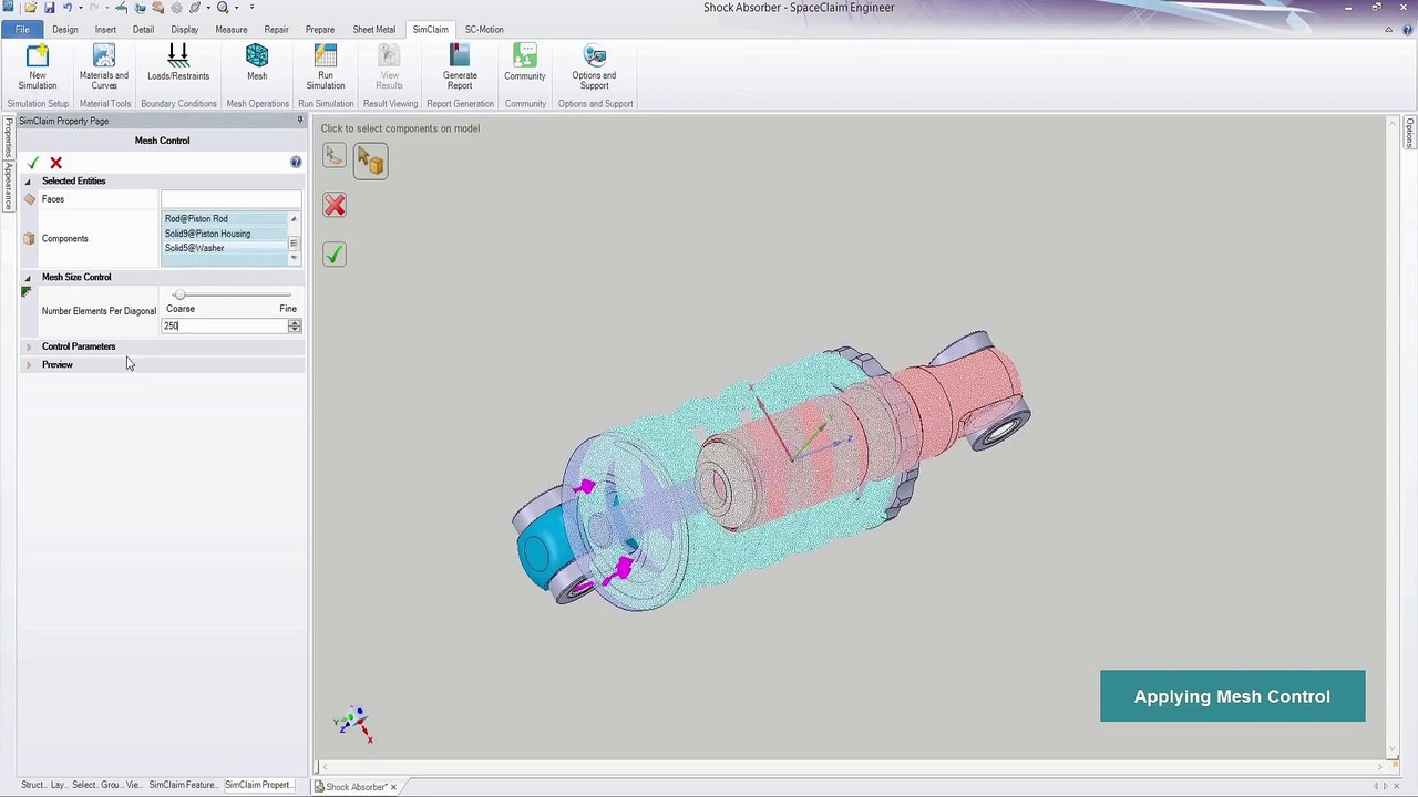 SimClaim-Stress Analysis of a Shock Absorber