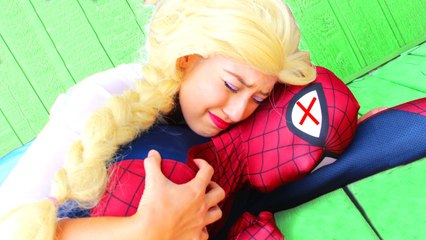 Frozen Elsa & Spiderman vs Maleficent, Poison Ivy & Joker! w_ Pink Spidergirl, Anna Cinderella Venom