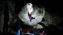 Hannes Puman Climbing Big golden (7C+) In Fontainebleau