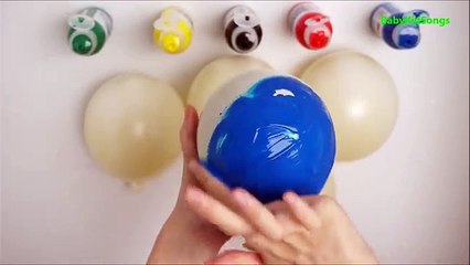 5 Colors Wet Balloons Painting Finger - Learn Colour Balloon Nursery Song Compilation