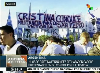 Argentina: hijos de Cristina Fdez. rechazan persecución en su contra