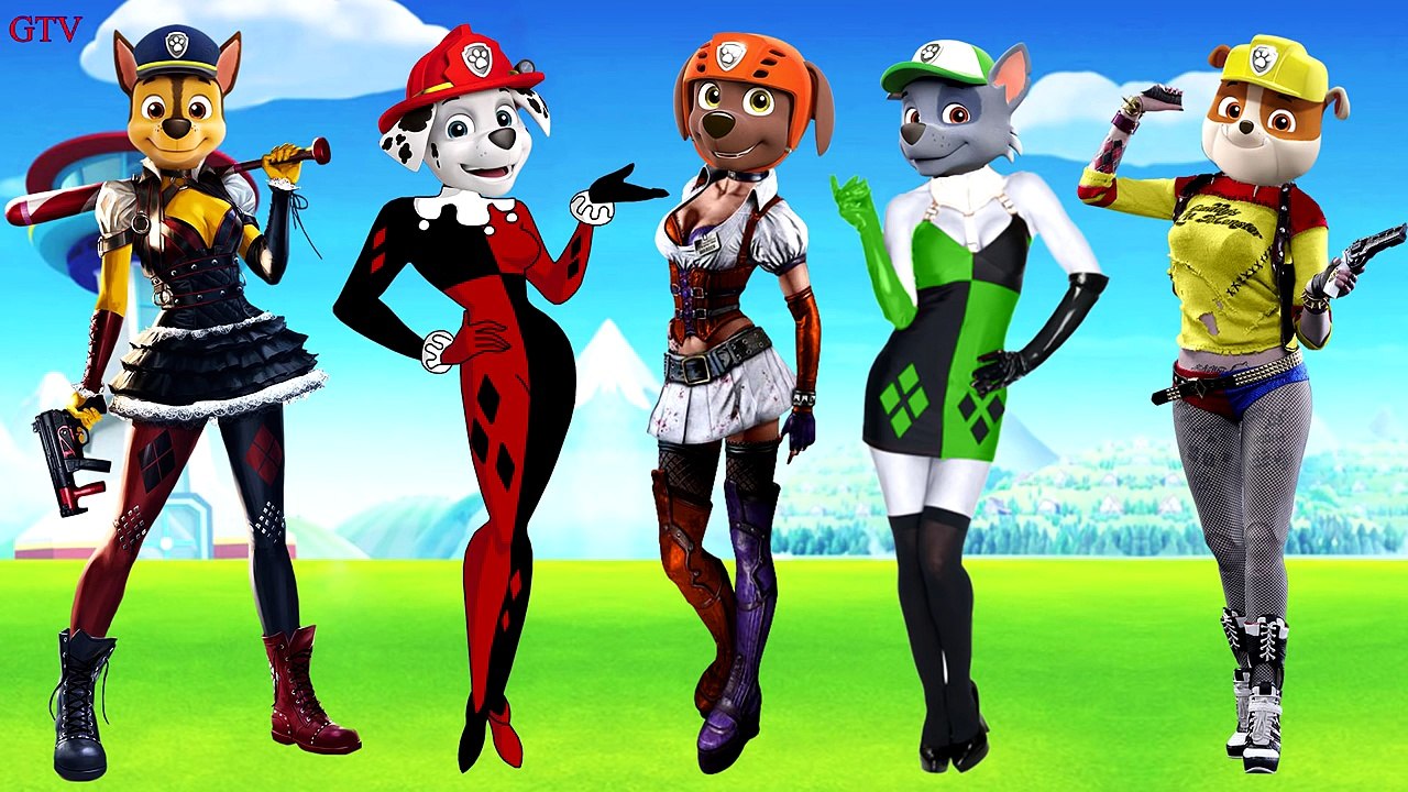 Paw Patrol Transforms Into Harley Quinn - Paw Patrol Finger Family Nursery Rhymes Song