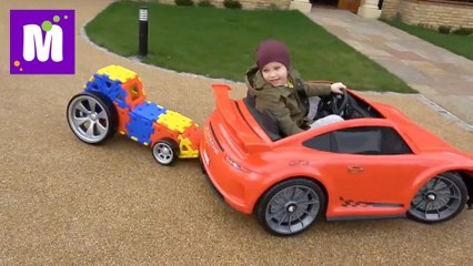 Мага Конструктор с Супер колесами у Макса Гоночная машинка каталка и трактор на буксире у Power Wheels новое видео 2017