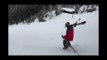 Skier Improvises After Breaking His Bindings