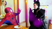Frozen Elsa Eats Spiderman Becomes Spider in Real Life ft Maleficent Rainbow Vomit - Fun S