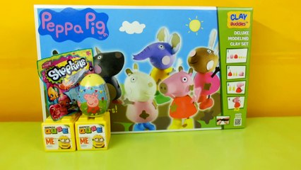 Peppa Pig Play Doh and Clay Figures Compilation Surprise Eggs Dough Shopkins Surprize Qubes