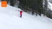 Skier Flies Down Slope in Just His Boots